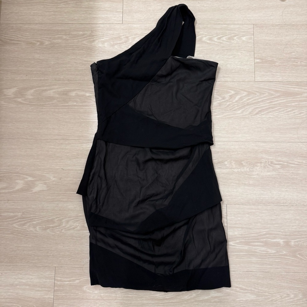 Rag & Bone Aura One Shoulder Layered Silk Dress Black Minor Flaw Size 4